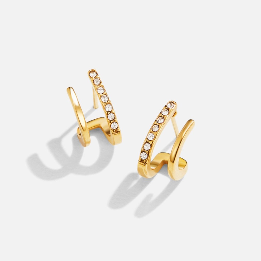 クロー ゴールド＆クリスタル ピアス