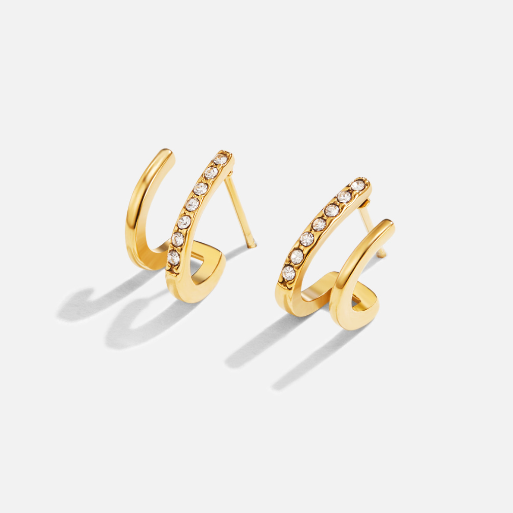 クロー ゴールド＆クリスタル ピアス